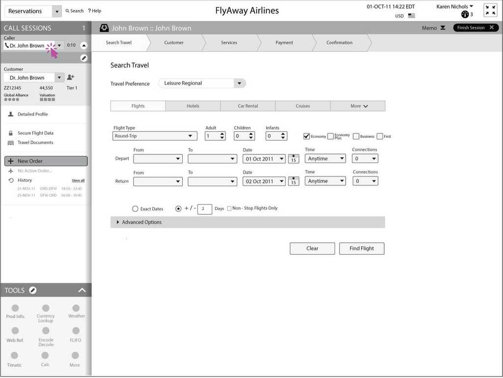 Wireframing- Lisa Brown Calls the Reservation Center