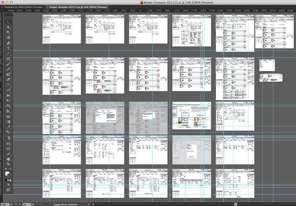 Adobe Illustrator Artboards for All Screens Comprising a Complete User Flow