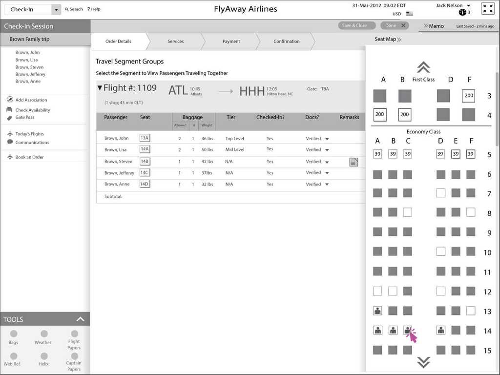 Selecting the whole family and moving them all to adjacent seats