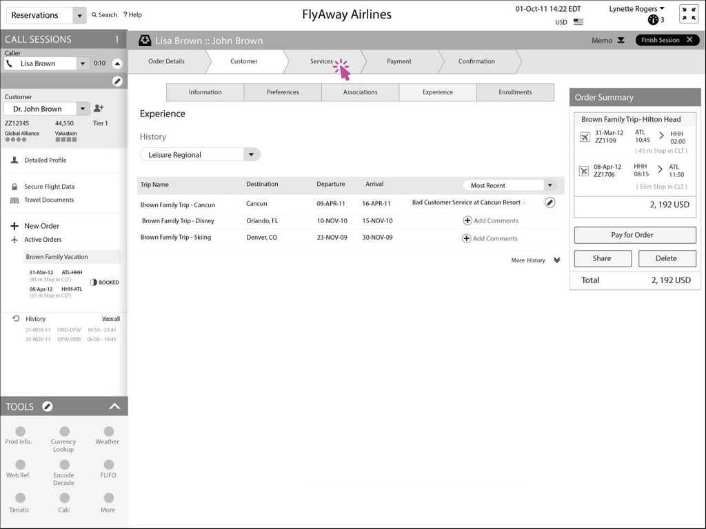 Selecting Services Breadcrumb