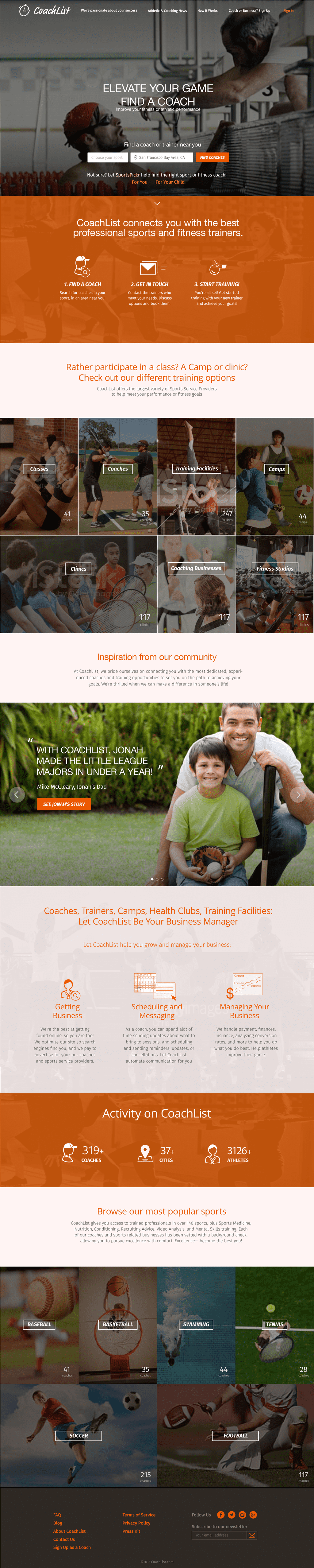 CoachList Homepage