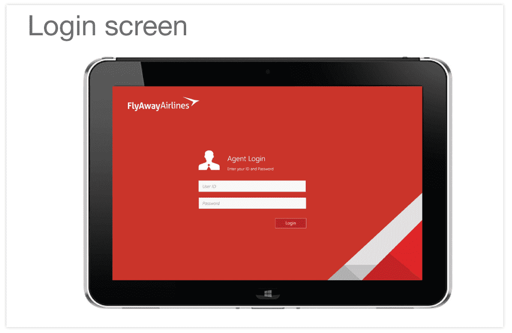 Login screen highlighting red theme visual design